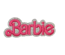 Barbie Silver Metallic Patch, Iron On/Sew On