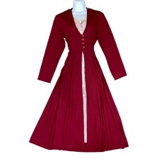 VTG 90s 'ORSAY COLLECTION' RED MEDIEVAL FOLK COTTAGE-CORE A-LINE DRESS S 8 10