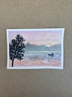ACEO ORIGINAL Lake Sunset Waterscape Sunrise Atmospheric Landscape by Kinsmoor — photo 1