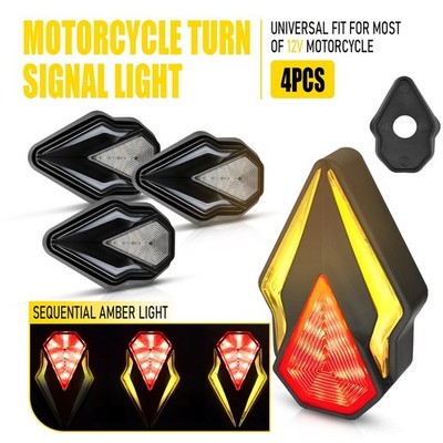 4X Flush Motorcycle Mount Dynamic Turn Blinker Signal LED Light DRL Amber Red EJ