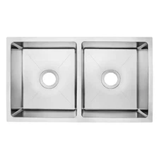 31 In. Undermount 50/50 Double Bowl 18 Gauge Stainless Steel Kitchen Sink with T