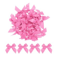 20Pcs Mini Ribbon Bow 1.5" Mini Fabric Satin Ribbon Flower Bows Dark Pink
