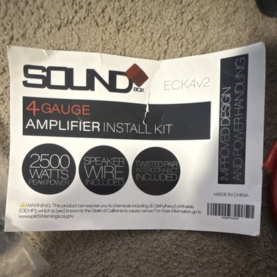 SoundBox ECK4v2 4 AWG Amplifier Kit 2500W Speaker Wire Twisted Pair Interconnect