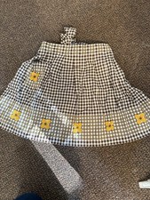 Vintage Brown And White Gingham Checked Embroidery Cross Stitch Apron
