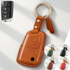 Genuine Leather Car Remote Key Case Cover For Vw Karoq Polo Leon Golf Mk7 Seat Genuine Leather Car Remote Key Case Cover For Vw Karoq Polo Leon Golf Mk7 Seat