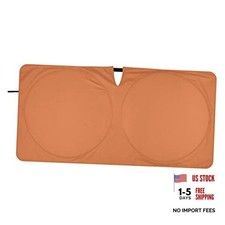 Windshield Sunshade with Storage Pouch Foldable Auto Sun Visor for Small Orange