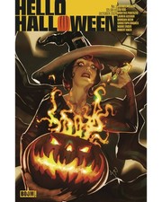 Hello Halloween: Spooky Witch Burning Jack-O'-Lantern Vintage Horror Art Poster.