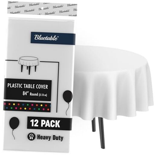 Plastic Tablecloth Round Disposable (12 Pack) Bulk Table Clo