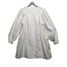 Ulla Johnson Bianca Hand Embroidered Cream Balloon Sleeve Dress 0