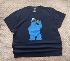 Kaws x Uniqlo x Sesame Street Cookie Monster T Shirt Black Size XXL Ultra Rare