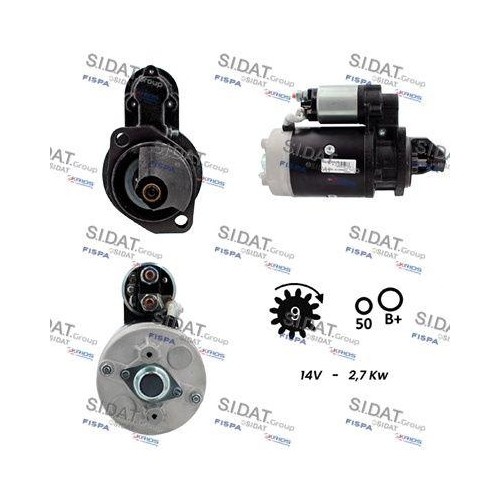 Démarreur Sidat S12BH0801A2 pour Mercedes Benz et Mwm Fendt
