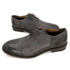 Johnston & Murphy Jasper Cap Toe Gray Italian Calfskin Leather Dress Shoes 12M