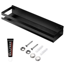 Rustproof Metal Storage Floating Shelves Wall Mounted Rectangular Shelf for B...