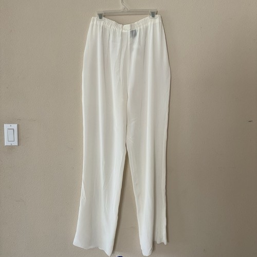 Gianfranco Ferré, Vintage Gianfranco Ferre Forma Silk Wide Leg Trouser Pants Ivory Womens Size 16