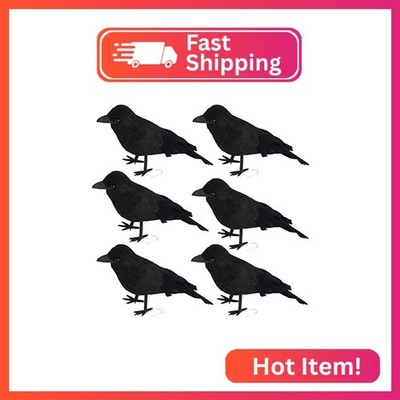 FOIMAS Halloween Black Crows,Realistic Feathered Crow Ravens Prop for Inddor Out