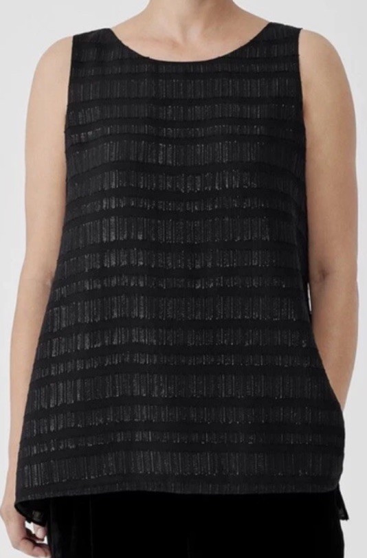 NWT Eileen Fisher Glistening Silk Tank XL Metallic Thread ThroughoutCupro Lining