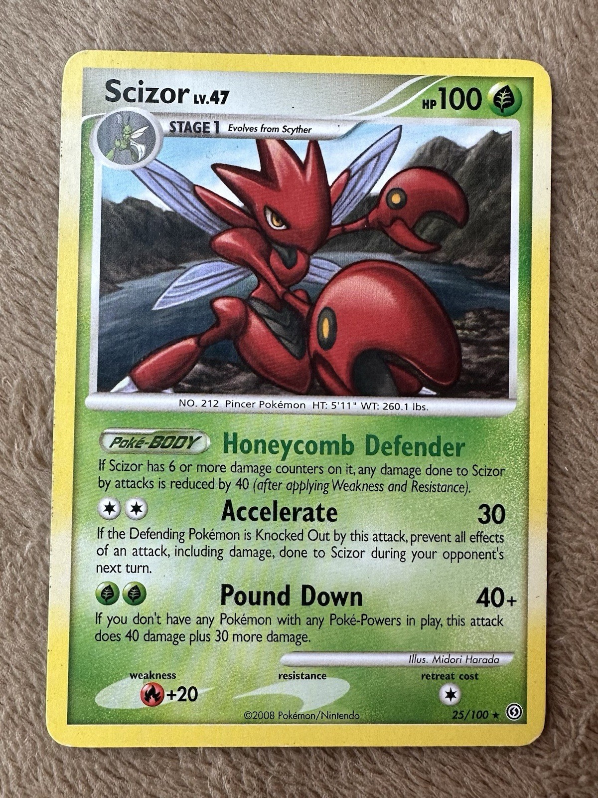 2008 Pokémon TCG DP Stormfront Scizor Lv.47 HP 100 Regular Non-holo 25/100 LP