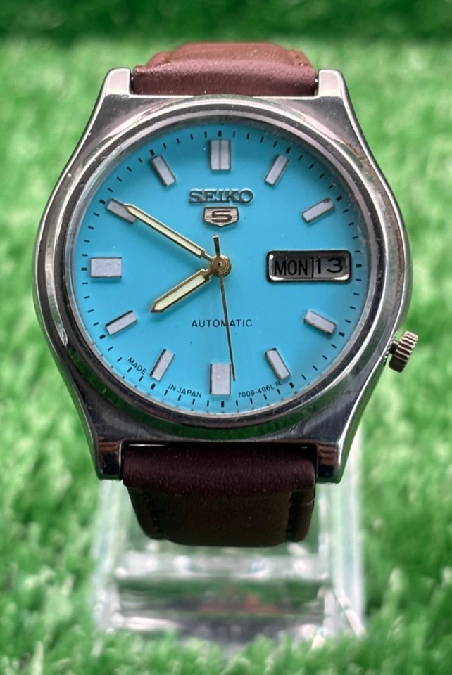 复古精工 5 自动 || 罕见蓝色表盘 || 男式复古手表 || — 第 2/4 张图片