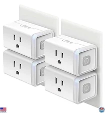Smart Wi-Fi Outlet Plug, Works with & Google Home, 15 Amp, 4-Pack, White