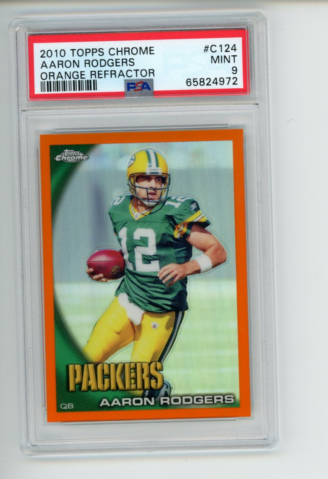 2010 Topps Chrome Aaron Rodgers #C124 Orange Refractor Packers PSA 9 MINT