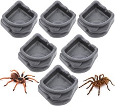 6 Pcs Spider Micro Water Bowl, Small Resin Dish for Tarantula Hermit black