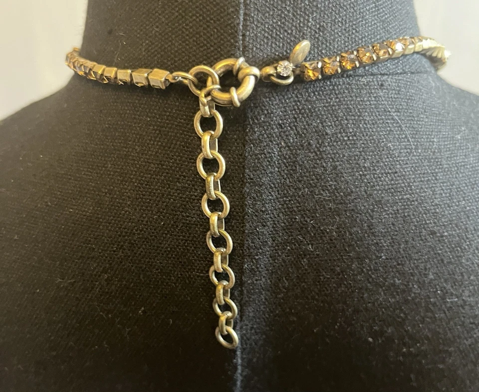 "Collar J.Crew Cóctel Tono Dorado Ámbar Estrás Cristal Cierre Langosta 16""" Foto 2 de 3