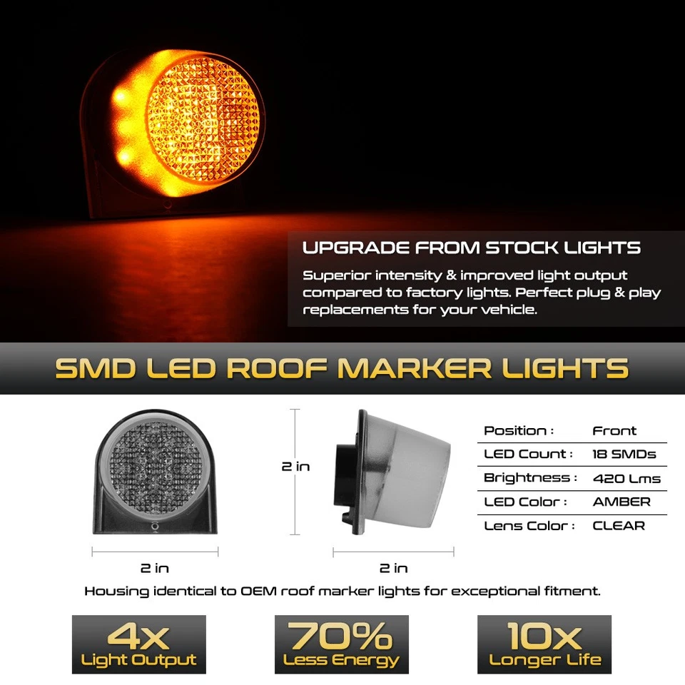 5x Full LED Roof Cab Clearance Lights For 84-93 D150 D250 D350 W150 W250 W350 Foto 2 de 4