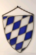 Stained Glass Suncatcher Bavaria Cobalt Blue  White Soldered Leaded Glass