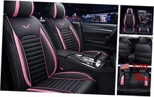 Flying Bird Car Seat Cover Pu Leather Front And Rear Seat Black And Pink