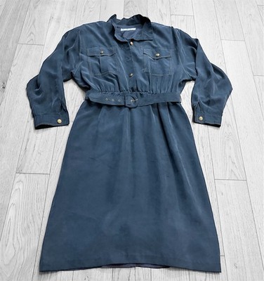 Vittoria Verani True Vintage Kleid Gr. 44 mit Gurtel 100% Seide 80er Retro look