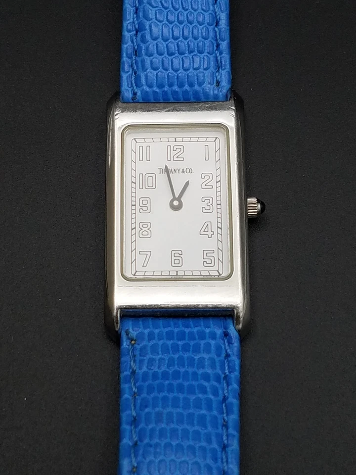 Tiffany & Co. Vintage Tank Ladies Watch Swiss Made Stainless Steel Leather Strap - Image 2 of 4