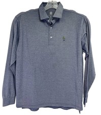 Turtleson Tour Performance Mens Sz Medium Blue L/S Golf Polo Shirt A5 EUC