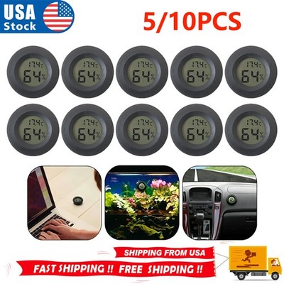 Mini Hygrometer Thermometer Round LCD Digital Humidity Gauge Temperature Monitor