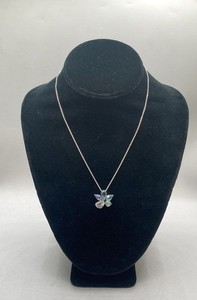 Swarovski Silver Tone Multi-Color Crystal Flower Pendant Necklace 16" with Box