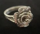 Vintage Sterling Silver 925 Rose Flower Petals Ring Jewelry 1970s Sz 6.75 in