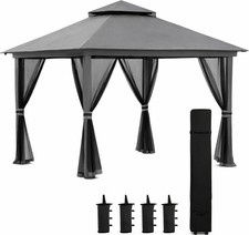VivaGarden Gazebo da Giardino 4x4 mt Pieghevole Metallo/Tessuto Tende Grigio