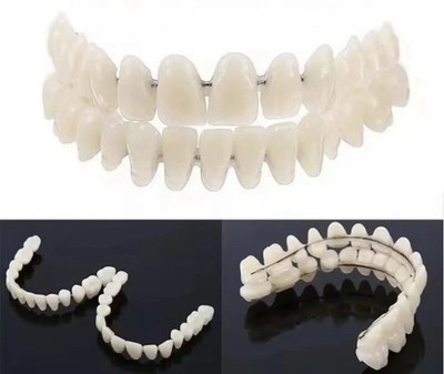 DIY Cosmetic Smile Veneers Fake Teeth Snap-On Reusable Photo Prop Upper Lower