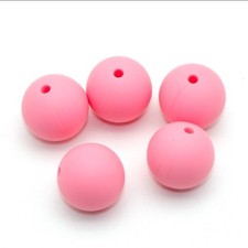 5 pc. Light Pink Silicone 15mm beads Food Grade silicone Solid 1211910072