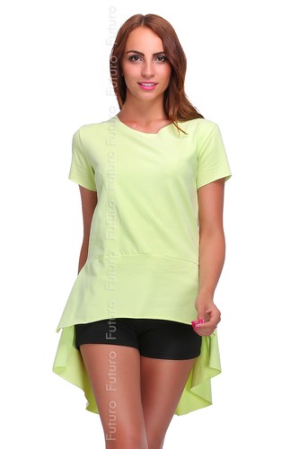 Casual Asymmetric Top Short Sleeve Crew Neck T-Shirt Mini Tunic Size 8-12 FT753 - Picture 5 of 9