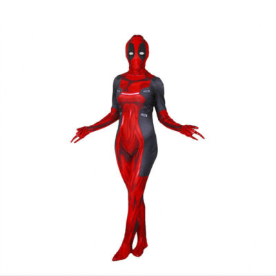 Lady Deadpool Cosplay Costume Woman Jumpsuit Gift Mask Halloween Zentai Prop New