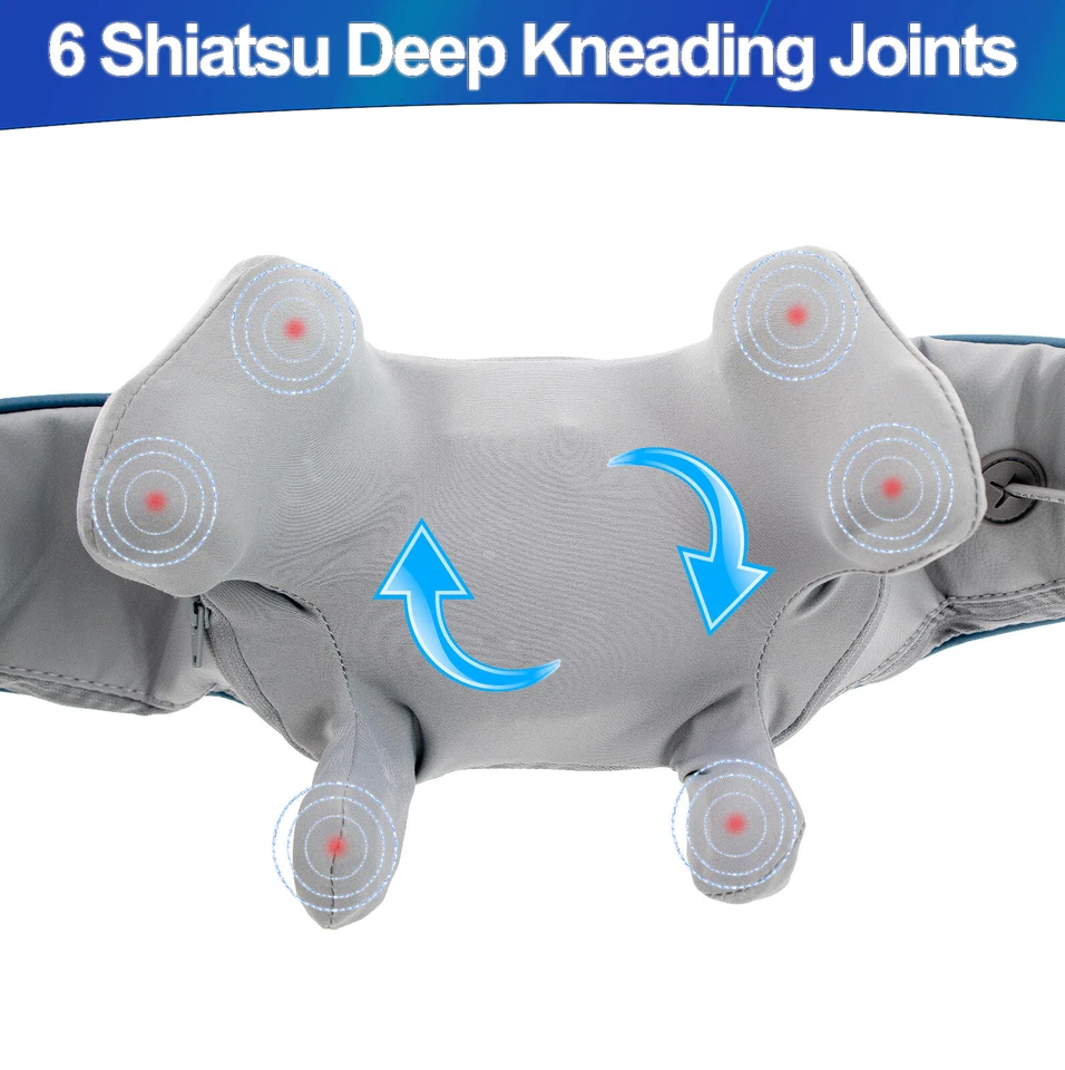 Masajeador Shiatsu Cuello Hombro Espalda con Calor Ergonómico 5D Tejido Profundo Amasado USB Foto 2 de 4