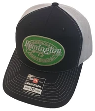 Remington Fire Arms Patch on Richardson 112 Trucker Hat Snapback Black/White 