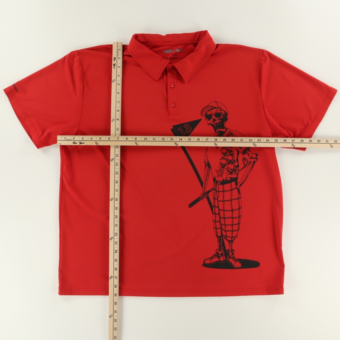 Tattoo Golf Bones Polyester Solid Polo Shirt Red … - image 3