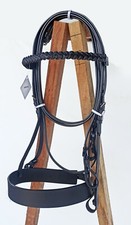 LEATHER PLATED HUNTER BRIDLE WITH 2" NOSEBAND & PLATED BROWBAND, BLACK COLOUR