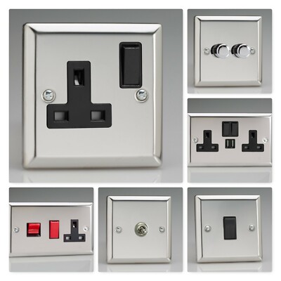 Varilight Classic Spiegel Chrom XCB Lichtschalter Steckdose Dimmer Kipp Herd TV