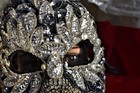 SILVER & BLACK 80s vintage handmade rhinestone crystal CHARLES MONIZ mask masque — photo 5