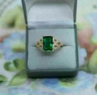 2.20Ct Emerald Cut Lab Created Emerald Vintage Engagement Ring 14k Gold Plated
