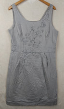 Ann Taylor Sheath Dress Womens 12 Rosetta Flowers Beaded 100% Cotton Work Office