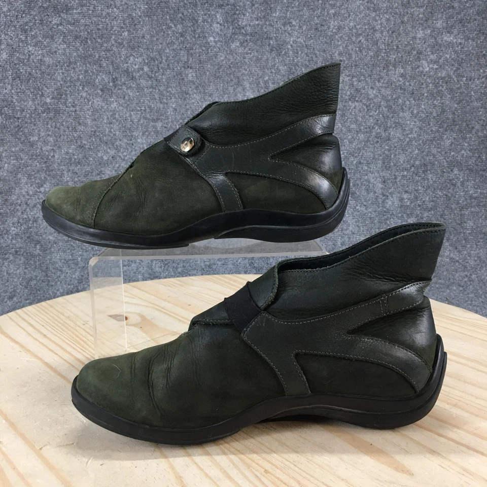 Botas Arche Mujer 5 Botines Cuero Verde Oliva Pull On Punta Redonda Informales Foto 2 de 4