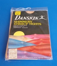 DANSKIN Shimmery Stirrup Tights Golden Tan Size D 5'10 And Over